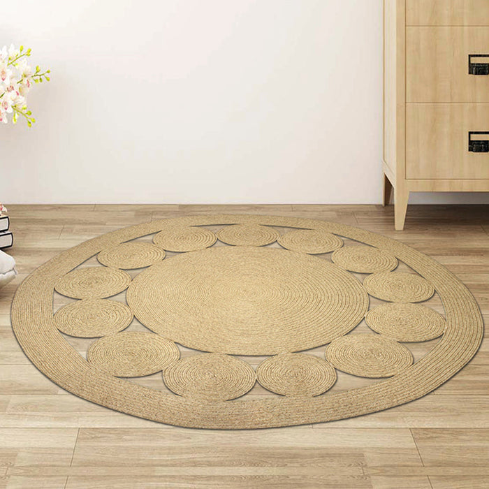 Casual Plain Rug Khaki Rural Rug Jute Pet Friendly Washable Non-Slip Area Rug for Decoration