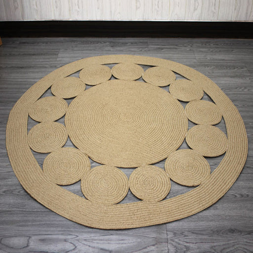 Casual Plain Rug Khaki Rural Rug Jute Pet Friendly Washable Non-Slip Area Rug for Decoration