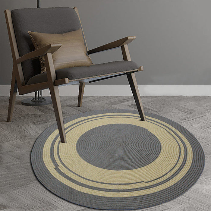 Geometric Circle Pattern Rug Sisal Rural Rug Pet Friendly Washable Non-Slip Area Rug for Bedroom