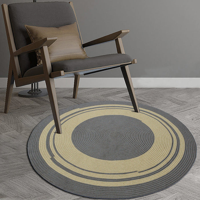 Geometric Circle Pattern Rug Sisal Rural Rug Pet Friendly Washable Non-Slip Area Rug for Bedroom