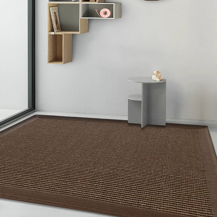 Casual Plain Rug Brown and Blue Rural Rug Jute Pet Friendly Washable Non-Slip Area Rug for Decoration