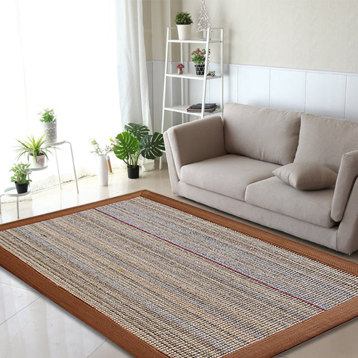 Brown Solid Color Rug Sisal Rural Rug Pet Friendly Washable Non-Slip Area Rug for Bedroom