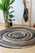 Simple Circle Pattern Rug Brown and Black Rural Rug Jute Pet Friendly Washable Non-Slip Area Rug for Decoration