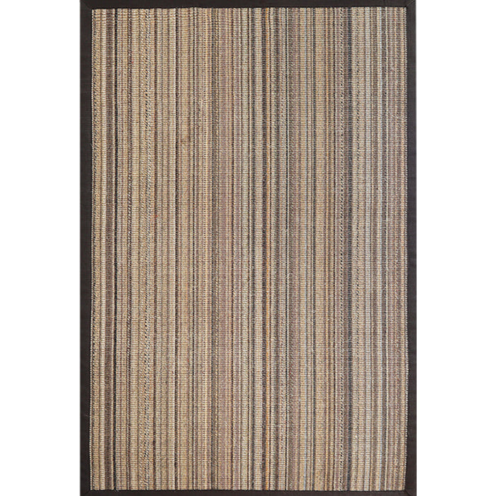 Brown Striped Pattern Rug Sisal Rural Rug Pet Friendly Washable Non-Slip Area Rug for Bedroom