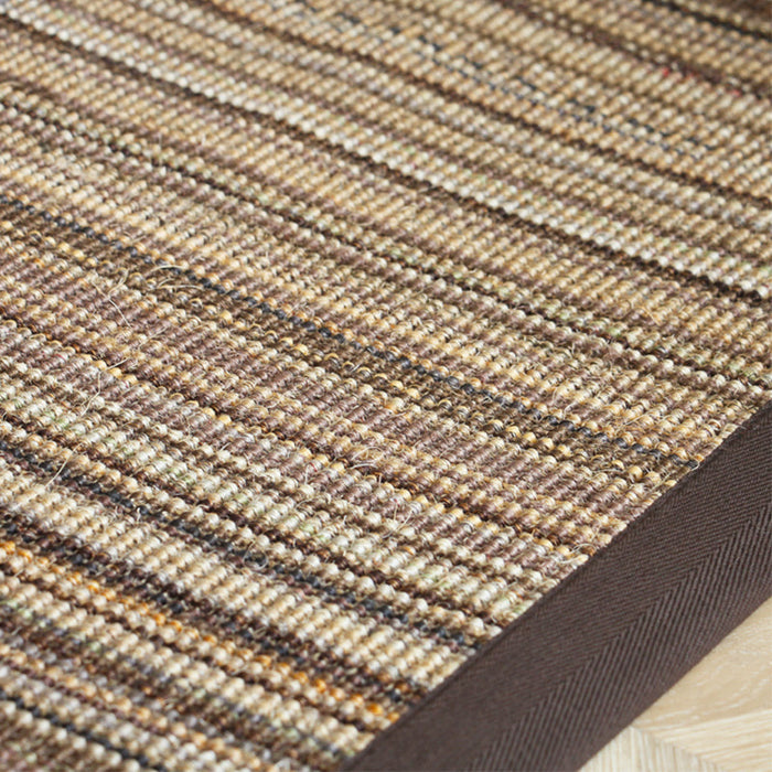 Brown Striped Pattern Rug Sisal Rural Rug Pet Friendly Washable Non-Slip Area Rug for Bedroom