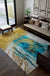 Stylish Watercolor Pattern Rug Blue Industrial Rug Polyester Pet Friendly Washable Non-Slip Area Rug for Bedroom