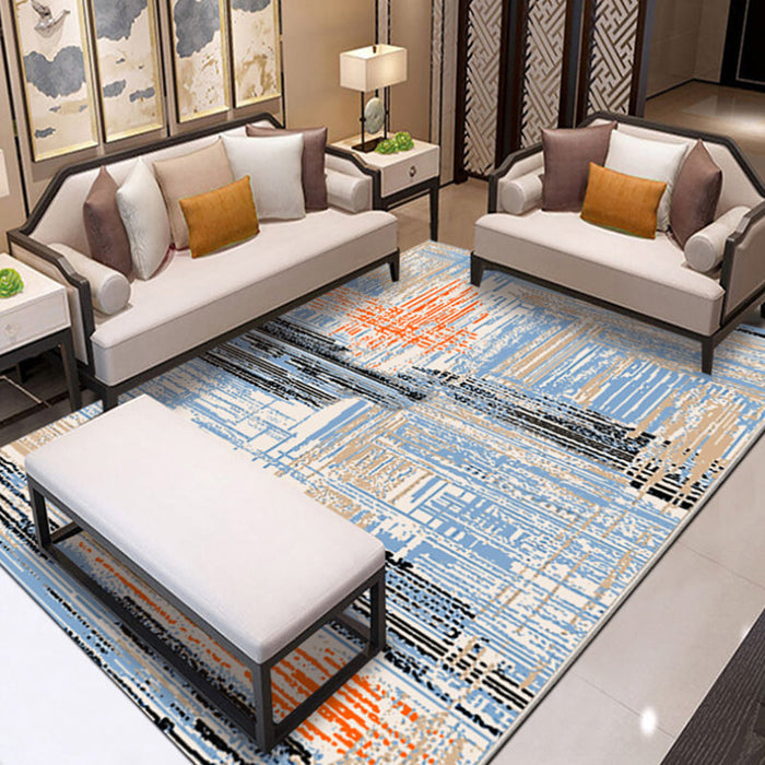 Multicolor Abstract Rug with Brushstroke Rug Polyester Industrial Rug Pet Friendly Washable Non-Slip Area Rug for Living Room