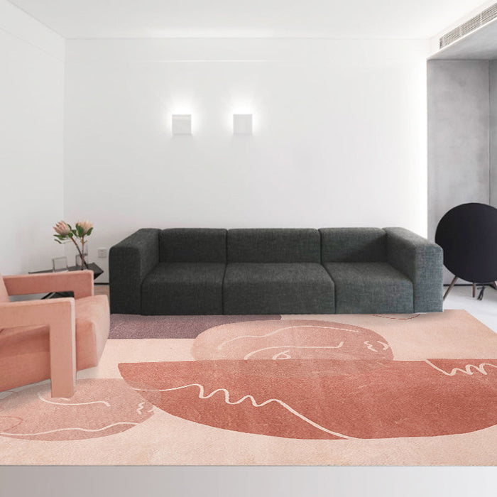 Pink Colorblock Rug Polyester Modern Rug Pet Friendly Washable Non-Slip Area Rug for Living Room