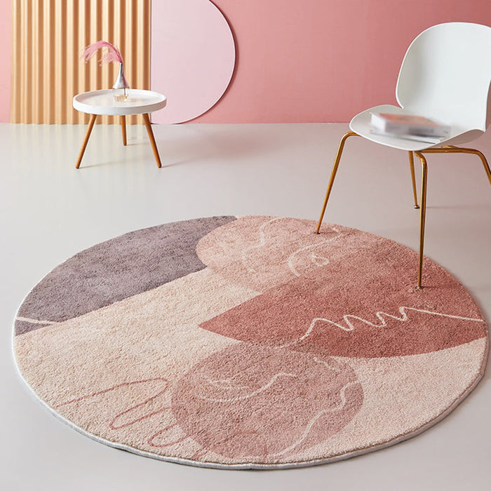 Pink Parlour Area Rug Modernist Colorblock Indoor Rug Polyester Washable Pet Friendly Carpet