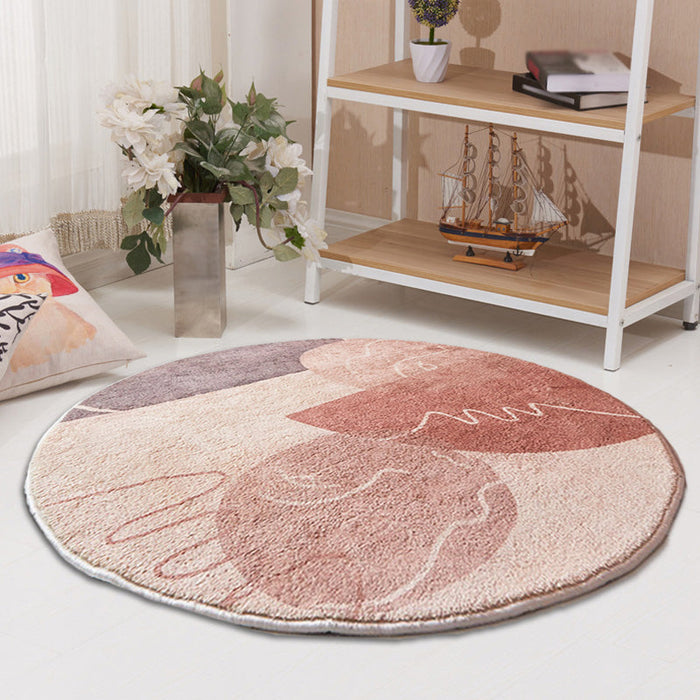 Pink Parlour Area Rug Modernist Colorblock Indoor Rug Polyester Washable Pet Friendly Carpet