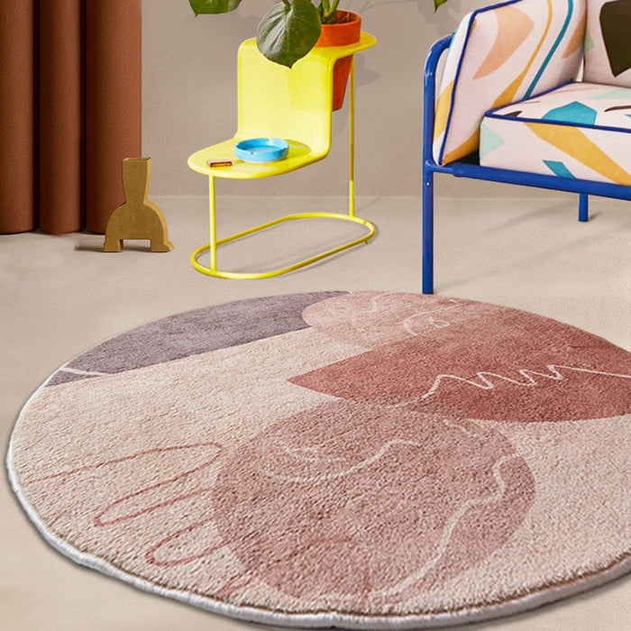 Pink Parlour Area Rug Modernist Colorblock Indoor Rug Polyester Washable Pet Friendly Carpet