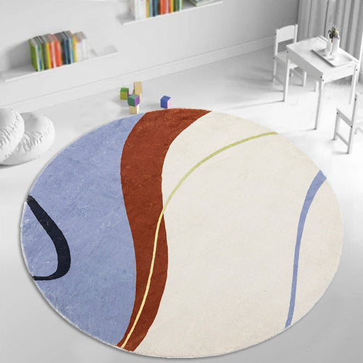 Stylish Colorblock Rug Multicolor Minimalist Rug Polyester Pet Friendly Washable Non-Slip Area Rug for Bedroom