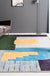 Green and Blue Colorblock Rug Polyester Modern Rug Pet Friendly Washable Non-Slip Area Rug for Living Room