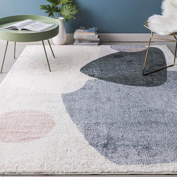 Modernist Colorblock Rug Blue Polyester Rug Non-Slip Pet Friendly Washable Area Rug for Bedroom