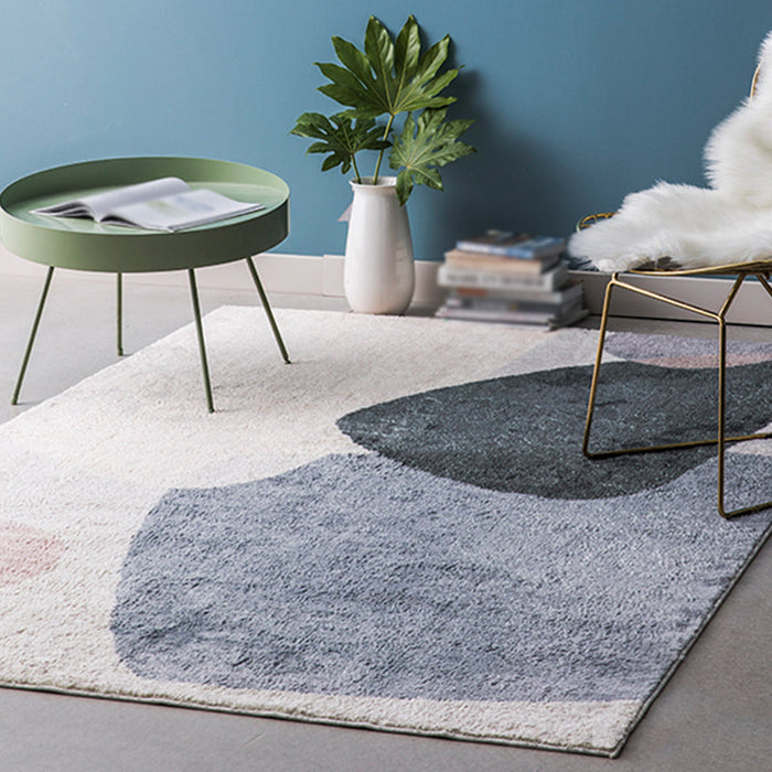 Modernist Colorblock Rug Blue Polyester Rug Non-Slip Pet Friendly Washable Area Rug for Bedroom