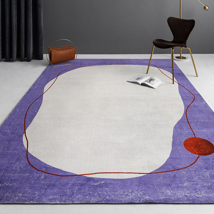 Purple and Red Colorblock Rug Polyester Modern Rug Pet Friendly Washable Non-Slip Area Rug for Living Room