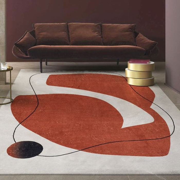 Purple and Red Colorblock Rug Polyester Modern Rug Pet Friendly Washable Non-Slip Area Rug for Living Room