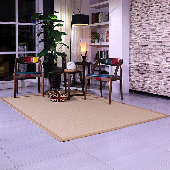 Brown Solid Color Rug Sisal Rural Rug Pet Friendly Washable Non-Slip Area Rug for Bedroom