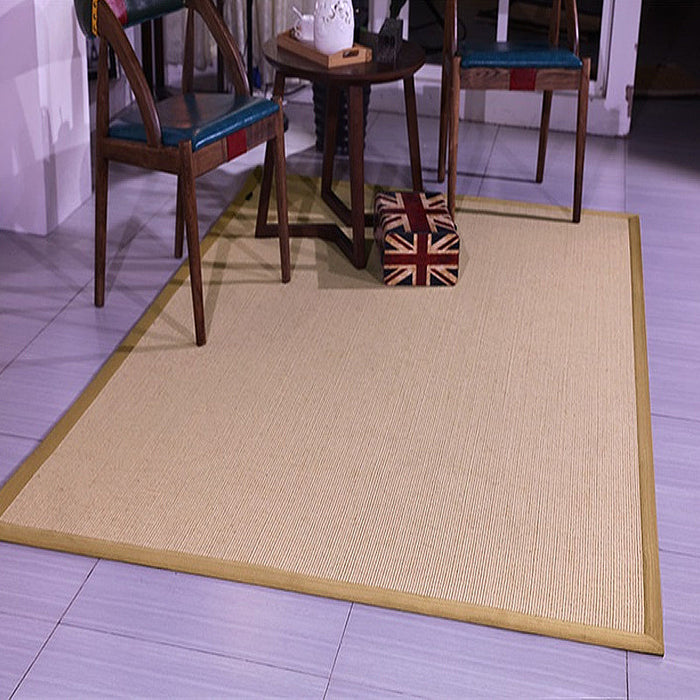 Brown Solid Color Rug Sisal Rural Rug Pet Friendly Washable Non-Slip Area Rug for Bedroom