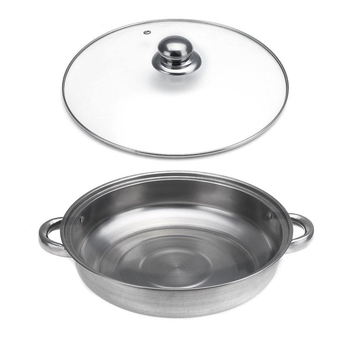 Steamer Cooker Pot Set Pan Cook Food Glass Lids Stainless Steel 28CM