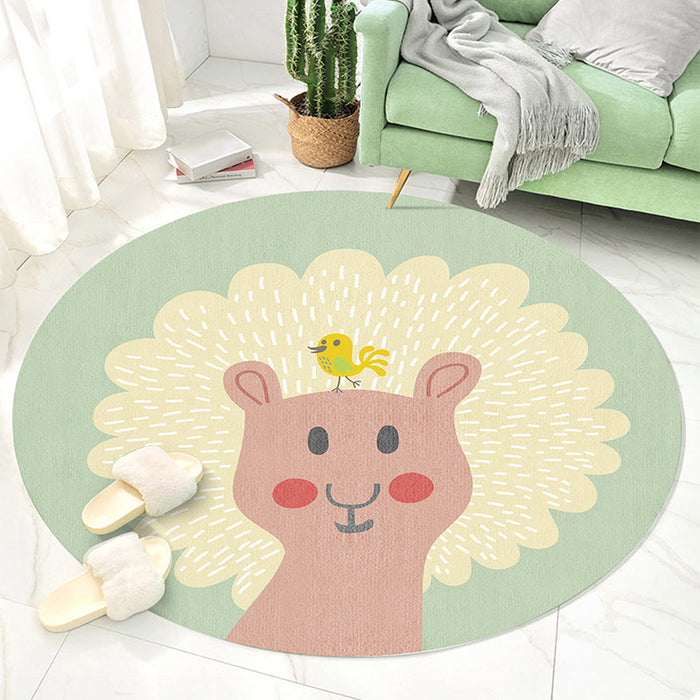 Multicolor Animal Pattern Area Rug Polyester Kids Rug Washable Anti-Slip Backing Rug for Child's Room