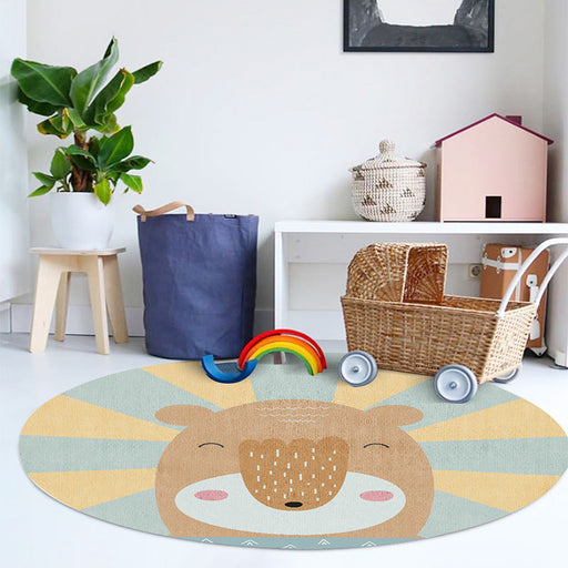 Multicolor Animal Pattern Area Rug Polyester Kids Rug Washable Anti-Slip Backing Rug for Child's Room