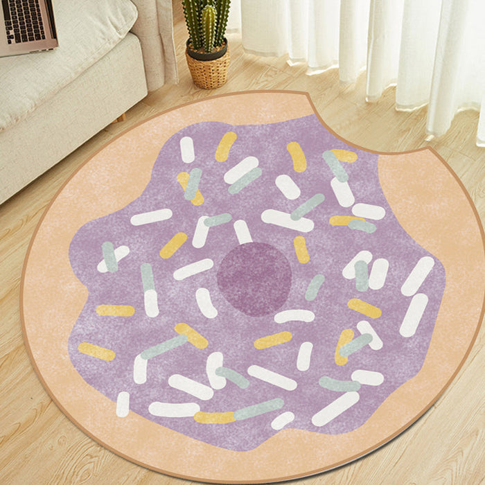 Multi Color Kids Rug Polypropylene Doughnut Pattern Rug Pet Friendly Washable Non-Slip Area Rug for Nursery