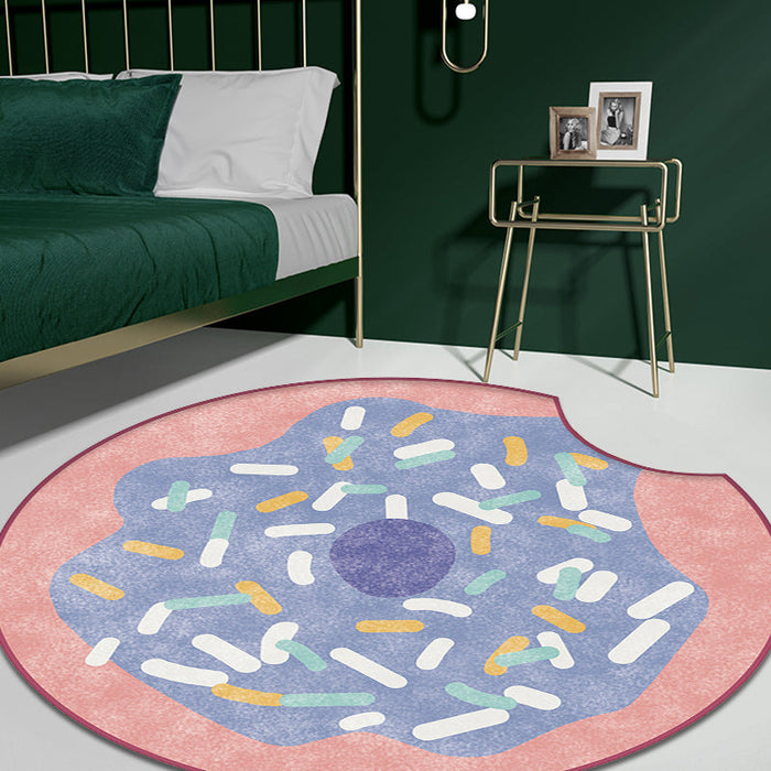 Multi Color Kids Rug Polypropylene Doughnut Pattern Rug Pet Friendly Washable Non-Slip Area Rug for Nursery