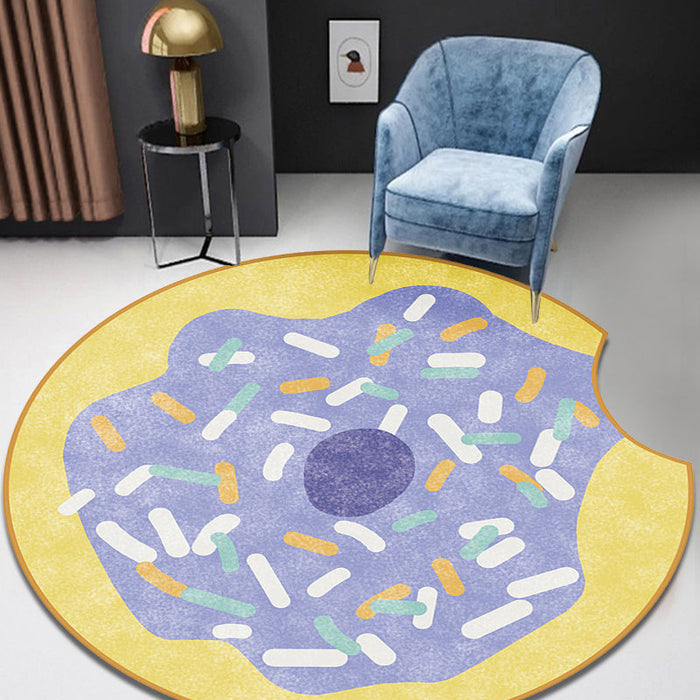 Multi Color Kids Rug Polypropylene Doughnut Pattern Rug Pet Friendly Washable Non-Slip Area Rug for Nursery