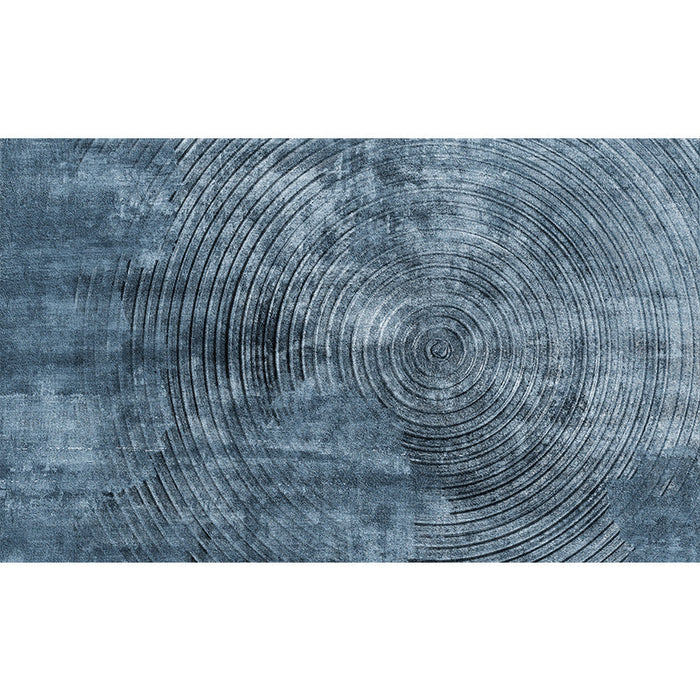 Blue Concentric Circles Pattern Area Rug Synthetics Industrial Rug Washable Anti-Slip Backing Rug for Decoration