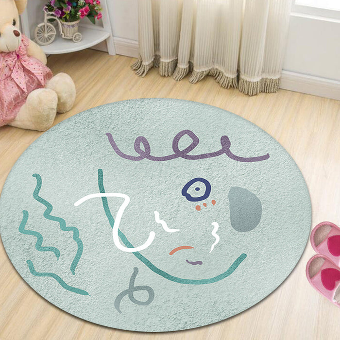 Light Green Study Area Rug Novelty Abstract Pattern Rug Polyester Machine Washable Non-Slip Backing Rug