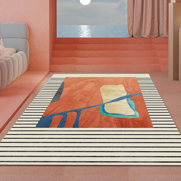 Modernist Abstract Rug Multicolor Polyester Rug Anti-Slip Pet Friendly Washable Area Rug for Living Room