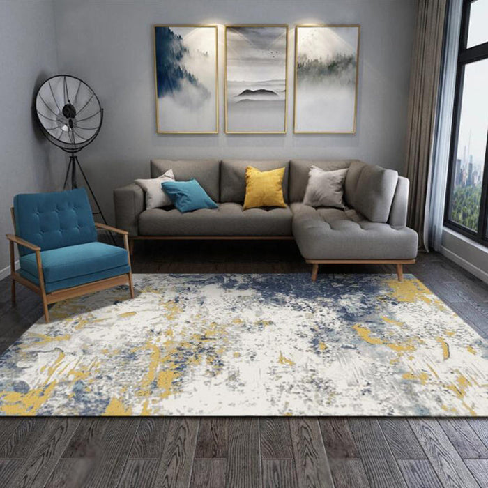 Unique Abstract Rug Beige Industrial Area Rug Synthetics Non-Slip Pet Friendly Washable Area Rug for Bedroom