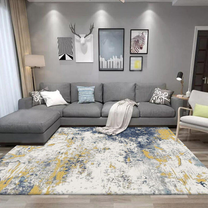 Unique Abstract Rug Beige Industrial Area Rug Synthetics Non-Slip Pet Friendly Washable Area Rug for Bedroom