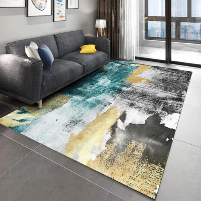 Multi Color Industrial Rug Polyester Abstract Pattern Rug Pet Friendly Non-Slip Area Rug for Parlour