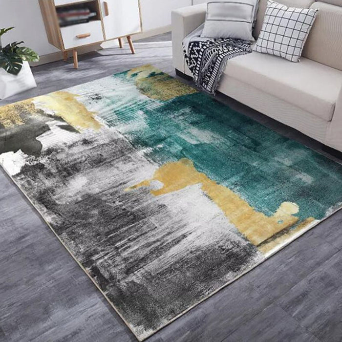 Multi Color Industrial Rug Polyester Abstract Pattern Rug Pet Friendly Non-Slip Area Rug for Parlour