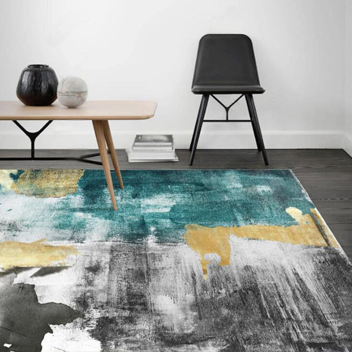 Multi Color Industrial Rug Polyester Abstract Pattern Rug Pet Friendly Non-Slip Area Rug for Parlour