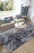 Industrial Living Room Area Rug Black Abstract Indoor Rug Polyester Anti-Slip Washable Pet Friendly Rug