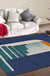 Blue Nordic Rug Polypropylene Door Pattern Rug Pet Friendly Washable Non-Slip Area Rug for Bedroom