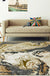 Gold Abstract Area Rug Polyester Contemporary Rug Washable Anti-Slip Backing Rug for Decoration