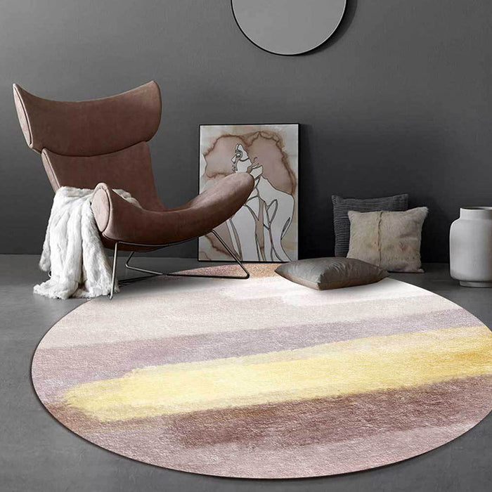 Brown Abstract Area Rug Polyester Modernism Rug Washable Anti-Slip Backing Rug for Decoration