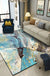 Aesthetic Abstract Watercolor Pattern Rug Blue Simplicity Rug Polyester Washable Non-Slip Pet Friendly Area Rug for Parlour