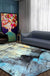 Aesthetic Abstract Watercolor Pattern Rug Blue Simplicity Rug Polyester Washable Non-Slip Pet Friendly Area Rug for Parlour