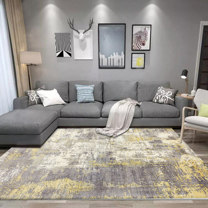 Industrial Living Room Rug Abstract Rug Polyester Washable Non-Slip Pet Friendly Area Rug