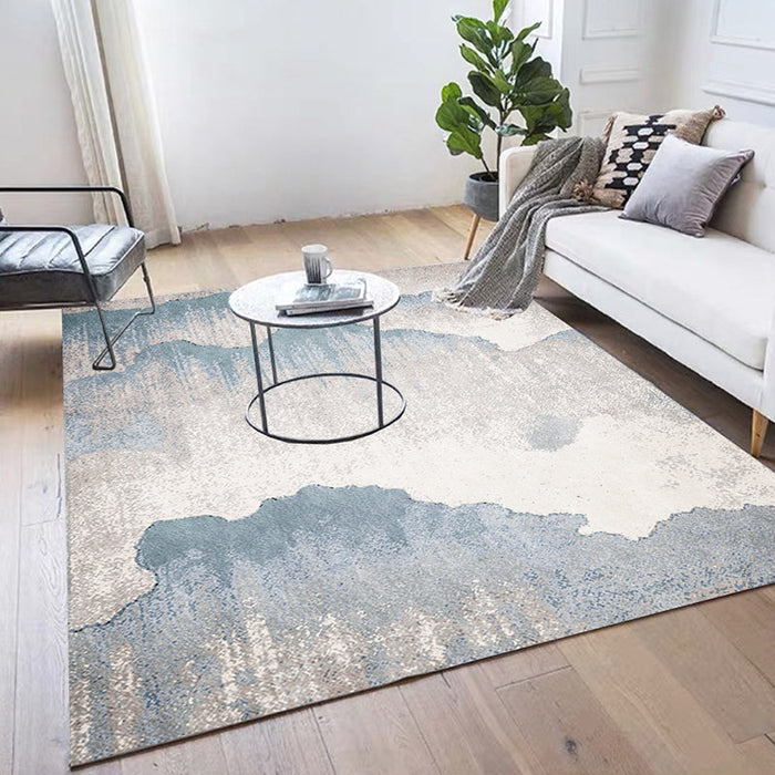 Industrial Bedroom Area Rug Grey Abstract Rug Polyester Washable Non-Slip Pet Friendly Area Rug