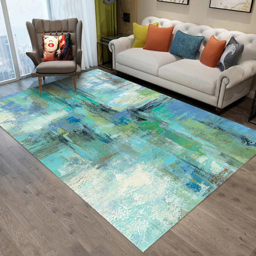 Multi-Color Sitting Room Rug Industrial Abstract Rug Polyester Machine Washable Non-Slip Backing Area Rug