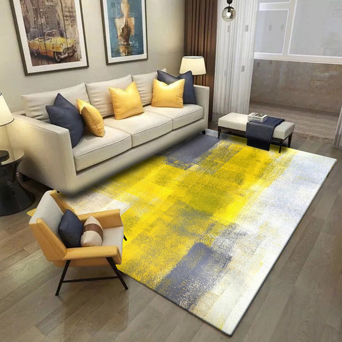 Simplicity Parlour Rug Brushstroke Pattern Rug Polyester Machine Washable Non-Slip Backing Pet Friendly Area Rug