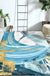 Contemporary Parlour Rug Blue Watercolor Pattern Rug Polyester Machine Washable Non-Slip Pet Friendly Area Rug