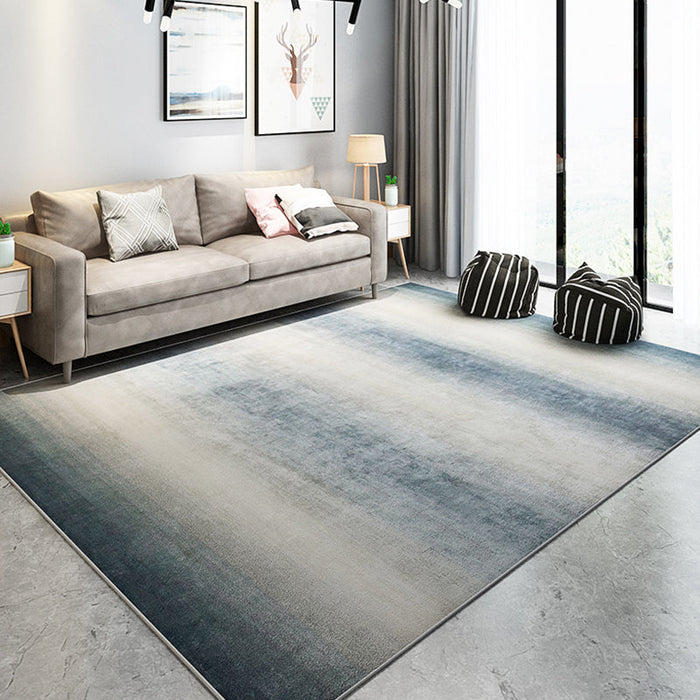 Modernist Parlour Area Rug Grey and Blue Abstract Rug Polyester Machine Non-Slip Backing Area Carpet