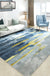 Modernist Parlour Area Rug Grey and Blue Abstract Rug Polyester Machine Non-Slip Backing Area Carpet